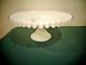 Vintage Fenton Silver Crest White Milk Glass Pedestal Ruffled Edge Cake Plate