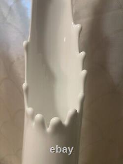 Vintage Fenton Swung Milk Glass Stretch Hobnail Pitcher Vase 21