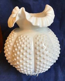 Vintage Fenton White Hobnail Lamp Shade Globe
