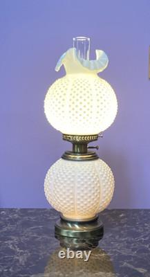 Vintage Fenton White Hobnail Milk Glass Gone with the Wind Hurricane Works EUC Vintage Fenton White Hobnail Milk Glass Gone with the Wind Hurricane Works EUC