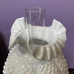 Vintage Fenton White Hobnail Milk Glass Gone with the Wind Hurricane Works EUC Vintage Fenton White Hobnail Milk Glass Gone with the Wind Hurricane Works EUC