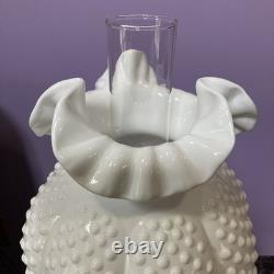 Vintage Fenton White Hobnail Milk Glass Gone with the Wind Hurricane Works EUC Vintage Fenton White Hobnail Milk Glass Gone with the Wind Hurricane Works EUC