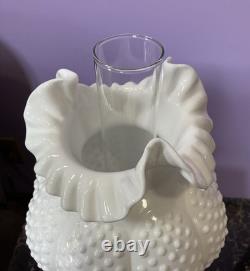 Vintage Fenton White Hobnail Milk Glass Gone with the Wind Hurricane Works EUC Vintage Fenton White Hobnail Milk Glass Gone with the Wind Hurricane Works EUC