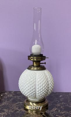Vintage Fenton White Hobnail Milk Glass Gone with the Wind Hurricane Works EUC Vintage Fenton White Hobnail Milk Glass Gone with the Wind Hurricane Works EUC