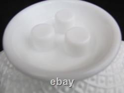 Vintage Fenton White Milk Glass 3-Horn Hobnail Epergne Ruffled Center Piece Larg