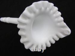 Vintage Fenton White Milk Glass 3-Horn Hobnail Epergne Ruffled Center Piece Larg