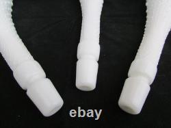 Vintage Fenton White Milk Glass 3-Horn Hobnail Epergne Ruffled Center Piece Larg