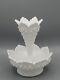 Vintage Fenton White Milk Glass Hobnail Epergne With One Horn