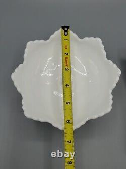 Vintage Fenton White Milk Glass Hobnail Epergne With One Horn