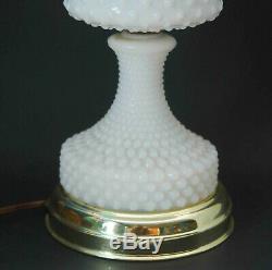 Vintage Fenton White Milk Glass Hobnail Lamp