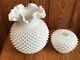Vintage Fenton White Milk Glass Hobnail Lamp Shade And Font