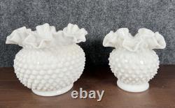 Vintage Fenton White Milk Glass Hobnail SET OF 8 Pieces (near Mint)