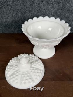 Vintage Fenton White Milk Glass Hobnail SET OF 8 Pieces (near Mint)