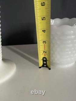 Vintage Fenton White Milk Glass Hobnail Set of 9 Cake Stand Vase Goblets Pitcher