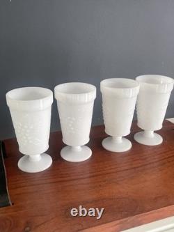 Vintage Fenton White Milk Glass Hobnail Set of 9 Cake Stand Vase Goblets Pitcher