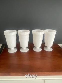 Vintage Fenton White Milk Glass Hobnail Set of 9 Cake Stand Vase Goblets Pitcher