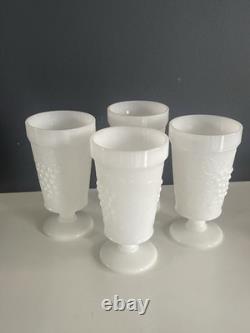Vintage Fenton White Milk Glass Hobnail Set of 9 Cake Stand Vase Goblets Pitcher