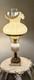 Vintage Fenton White Milk Glass Hobnail Student Lamp With Brass Base