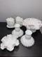 Vintage Fenton White Milk Glass Hobnail Vase-candle Holder-sugar&cr Lot 7 Pieces