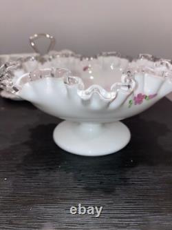 Vintage Fenton White Milk Glass Hobnail Vase-Candle holder-Sugar&Cr lot 7 pieces