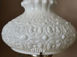 Vintage Fenton White Milk Glass Hurricane Lamp Daisy & Button Gone With The Wind