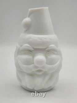 Vintage Fenton White Milk Glass Santa Claus Fairy Lamp Christmas Decor