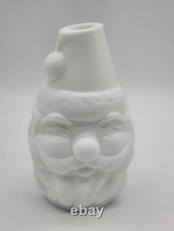 Vintage Fenton White Milk Glass Santa Claus Fairy Lamp Christmas Decor