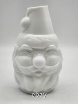 Vintage Fenton White Milk Glass Santa Claus Fairy Lamp Christmas Decor