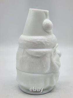 Vintage Fenton White Milk Glass Santa Claus Fairy Lamp Christmas Decor