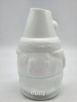 Vintage Fenton White Milk Glass Santa Claus Fairy Lamp Christmas Decor
