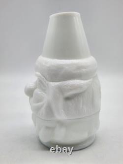 Vintage Fenton White Milk Glass Santa Claus Fairy Lamp Christmas Decor