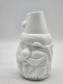 Vintage Fenton White Milk Glass Santa Claus Fairy Lamp Christmas Decor