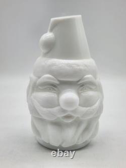 Vintage Fenton White Milk Glass Santa Claus Fairy Lamp Christmas Decor