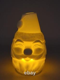 Vintage Fenton White Milk Glass Santa Claus Fairy Lamp Christmas Decor