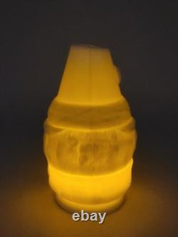 Vintage Fenton White Milk Glass Santa Claus Fairy Lamp Christmas Decor