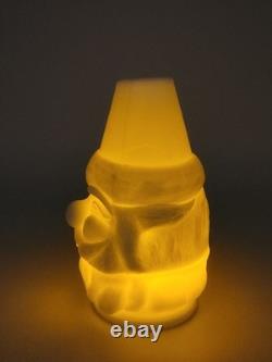 Vintage Fenton White Milk Glass Santa Claus Fairy Lamp Christmas Decor