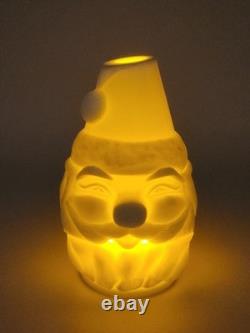 Vintage Fenton White Milk Glass Santa Claus Fairy Lamp Christmas Decor