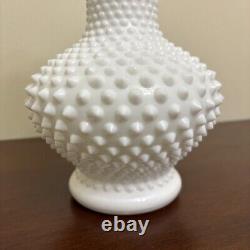 Vintage Fenton White Milk Glass Vase Hobnail 10.5 Tall