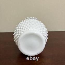 Vintage Fenton White Milk Glass Vase Hobnail 10.5 Tall