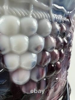 Vintage Fenton purple slag glass humidor tobacco jar lidded canister Grape Cable