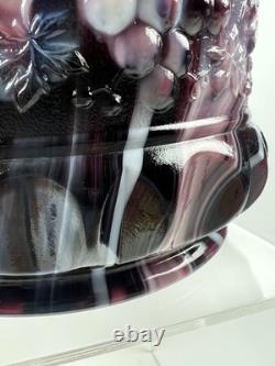 Vintage Fenton purple slag glass humidor tobacco jar lidded canister Grape Cable