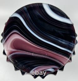 Vintage Fenton purple slag glass humidor tobacco jar lidded canister Grape Cable