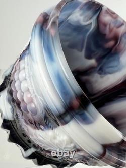 Vintage Fenton purple slag glass humidor tobacco jar lidded canister Grape Cable