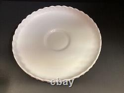 Vintage Fenton white milk glass hobnail chip and dip set tray and footed bowl