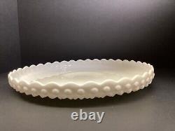 Vintage Fenton white milk glass hobnail chip and dip set tray and footed bowl