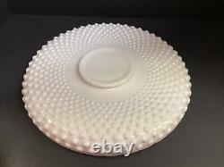 Vintage Fenton white milk glass hobnail chip and dip set tray and footed bowl