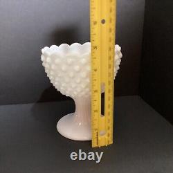 Vintage Fenton white milk glass hobnail chip and dip set tray and footed bowl