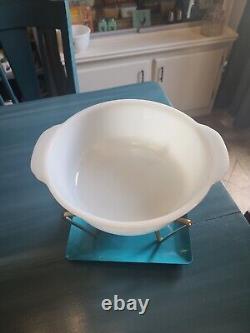 Vintage Fire King Atomic Promotional Dish(2qt)And Warmer With Candle And Tray