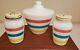 Vintage Fire King Colonial Stripe Grease Jar, Salt And Pepper Shakers. Euc