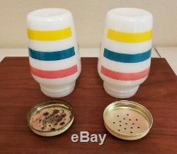 Vintage Fire King Colonial Stripe Grease Jar, Salt and Pepper Shakers. EUC